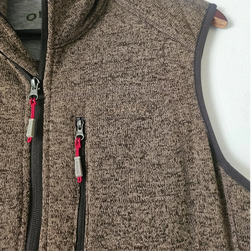 Orvis Sweater Fleece Vest Brown Medium Full Zip Outdoor Gorpcore Hiking Layering